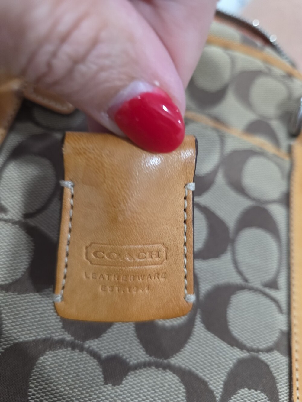Coach Signature Tan Canvas Shoulder Handbag 6097 Leather Trim Vintage Authentic - Picture 5 of 13